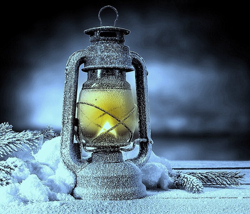 Frost-covered Lantern — Blue