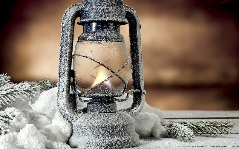 Frost-covered Lantern — White
