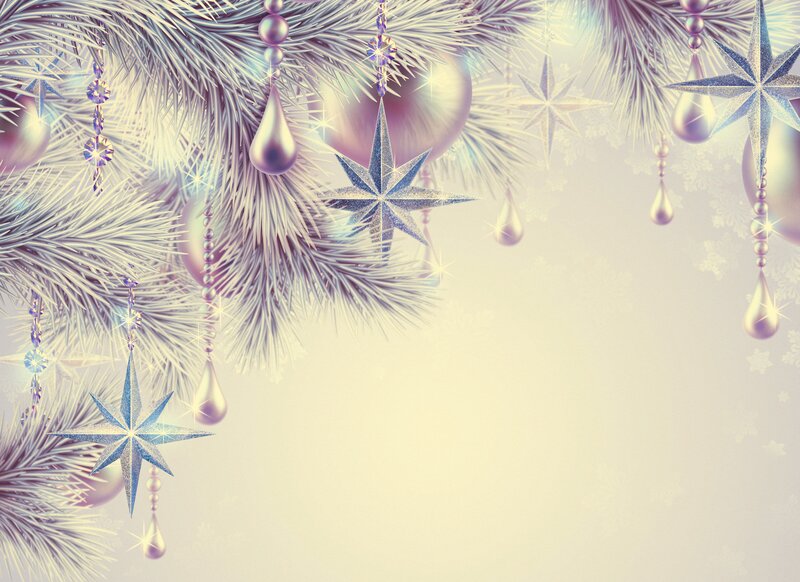 Frost-covered Pine Branches — White, Festive