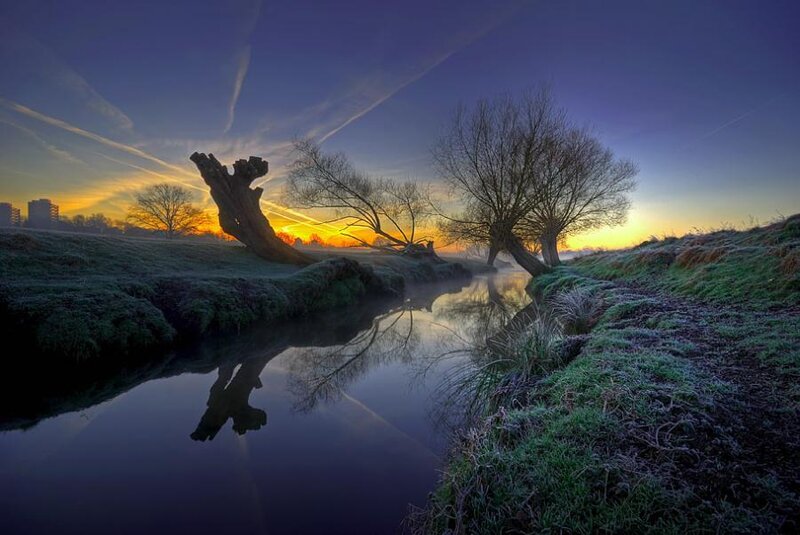 Frost-covered River at Sunrise