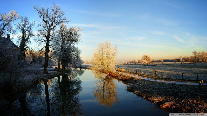 Frost-covered River Landscape — Blue