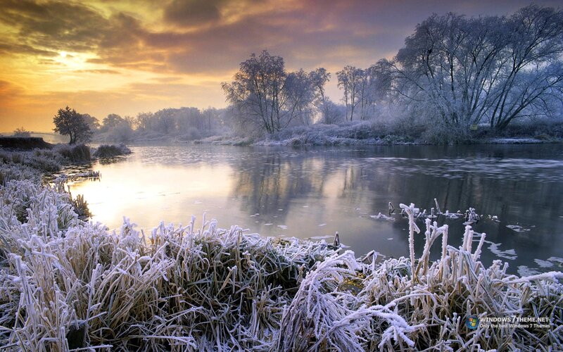 Frost-covered River Landscape — Yellow