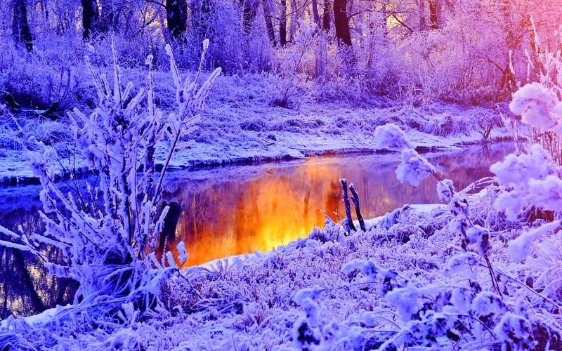 Frost-covered River — Purple