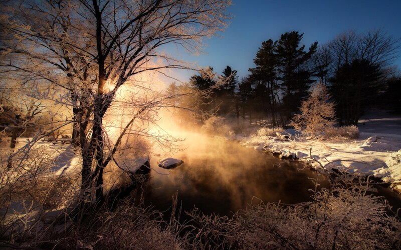 Frost-covered River Steam
