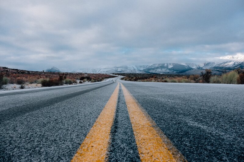 Frost-covered Road — Gray, Cold, Winter