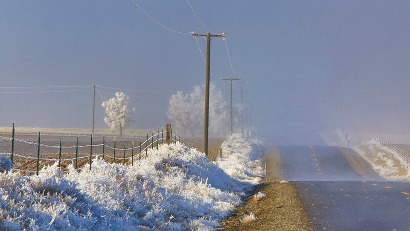 Frost-covered Road — White, Cold