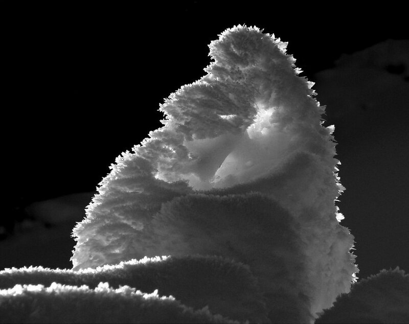Frost-covered snow formation