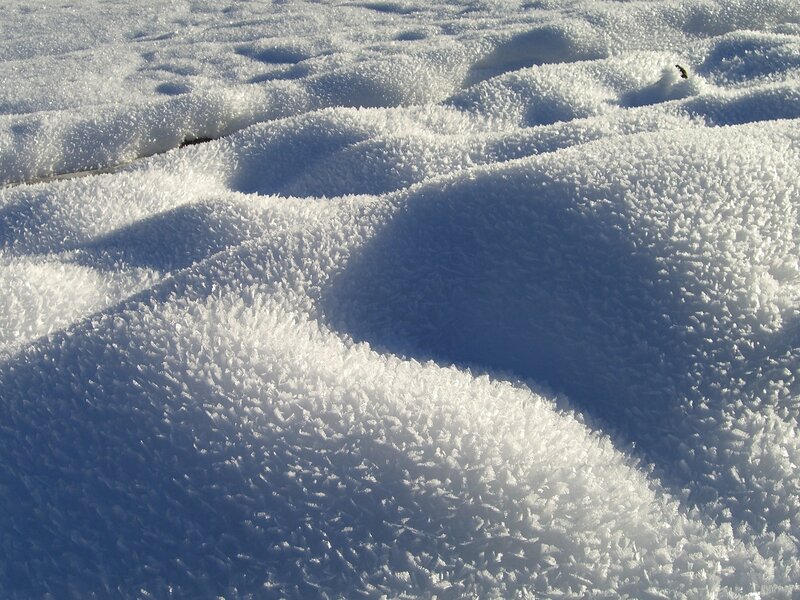 Frost-covered snow landscape
