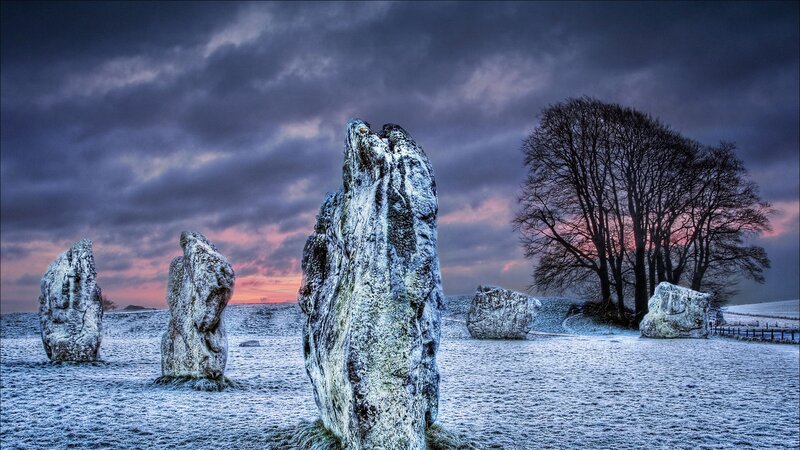 Frost-covered Standing Stones