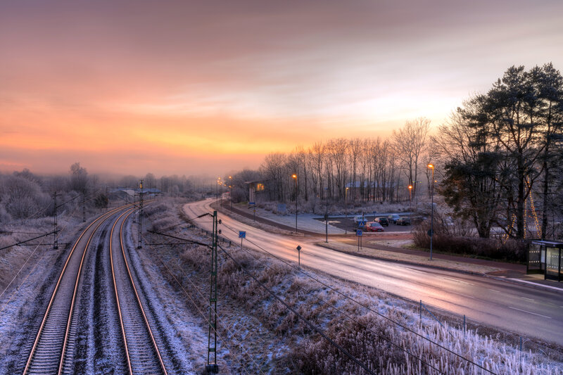 Frost-covered Train Tracks — Orange