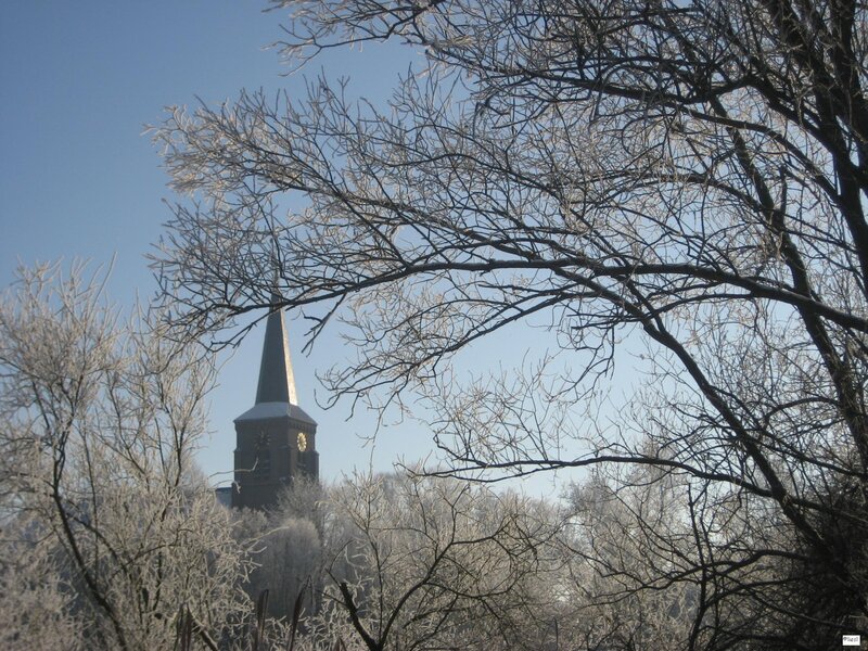 Frost-covered Trees and Church