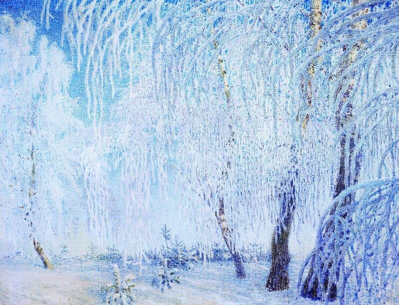 Frost-covered Trees — Blue, Cold