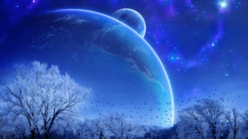 Frost-covered Trees under Planet