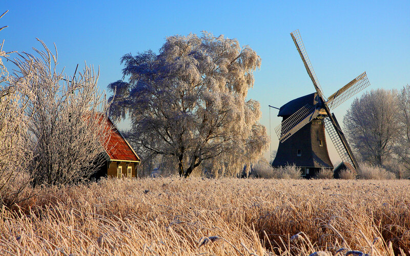 Frost-covered Windmill