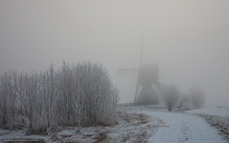 Frost-covered Windmill — White