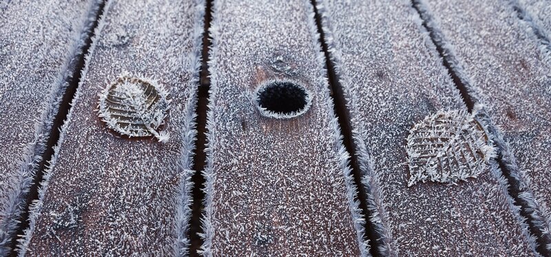 Frost-covered Wooden Planks