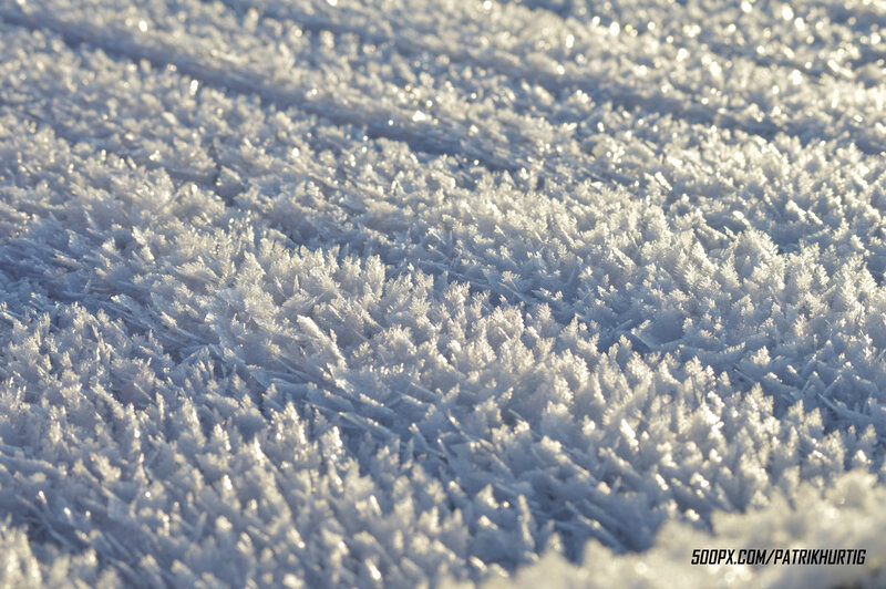 Frost Crystals on Snow — White, Cold, Winter, Photograph, Sunlight
