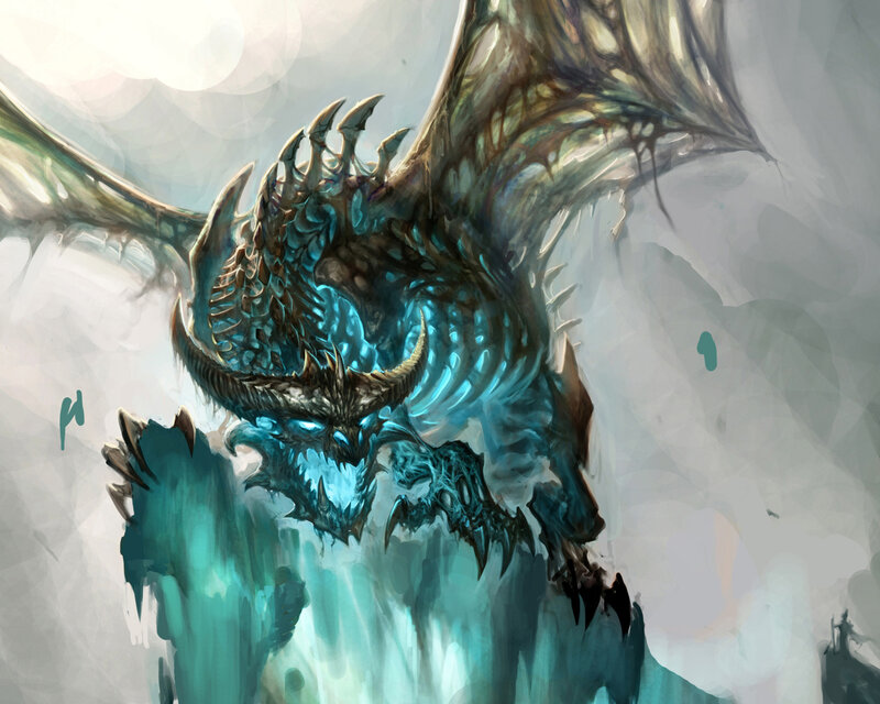 Frost Dragon in Flight — Blue, Dramatic, Digital Art