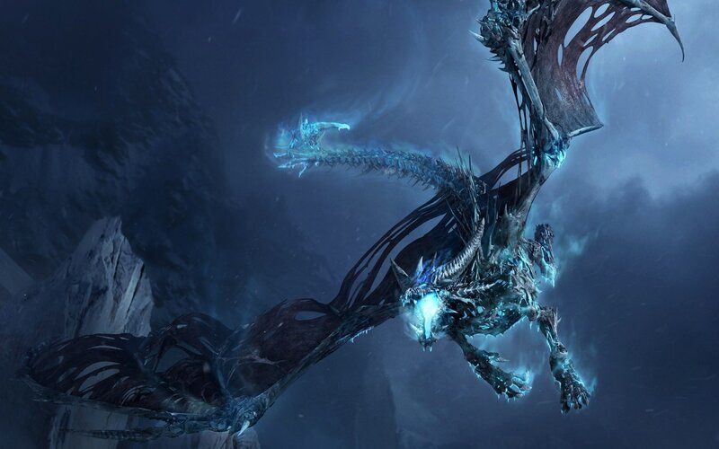 Frost Dragon in Flight — Blue, Dramatic, Night