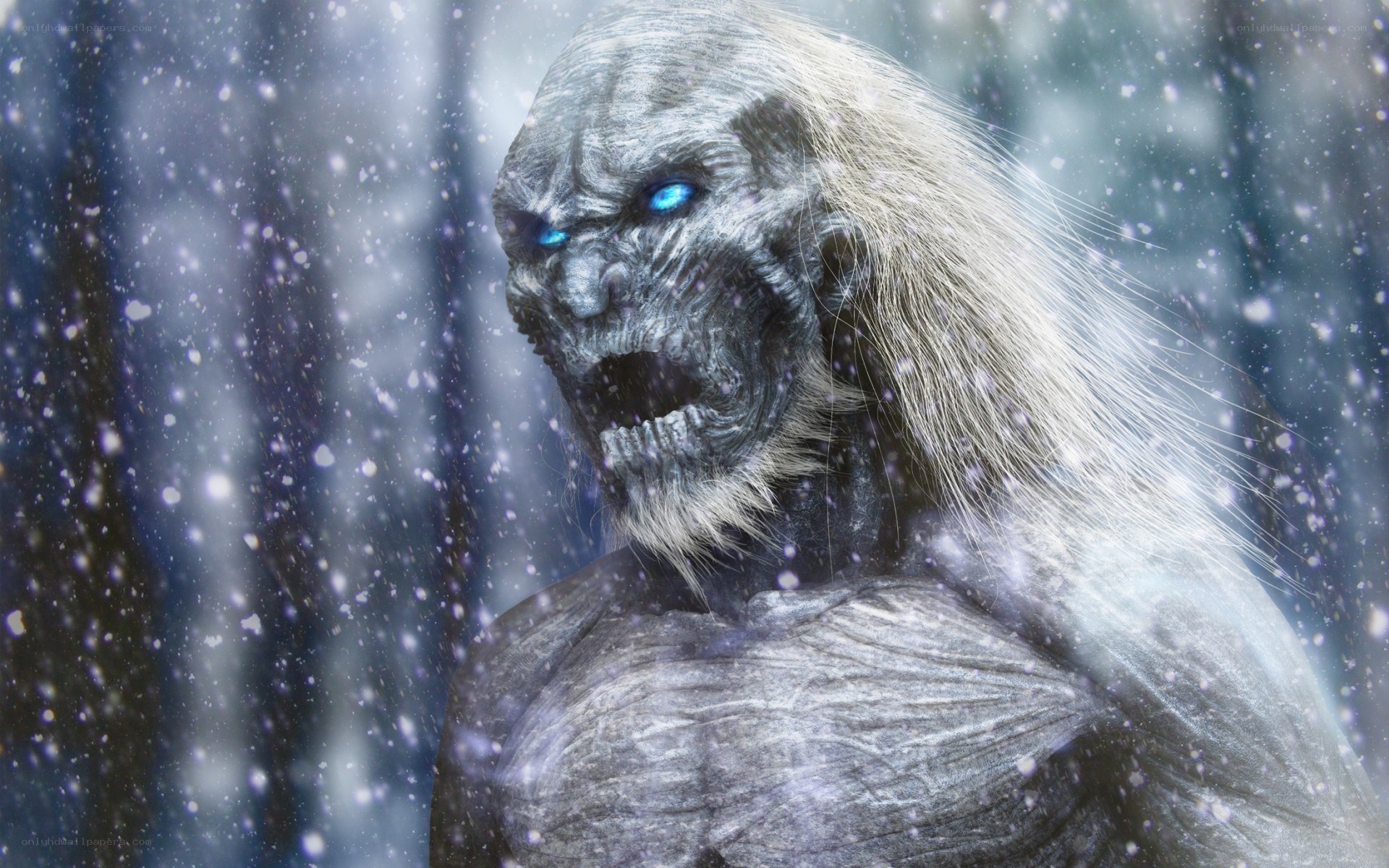 frost giant in snowstorm