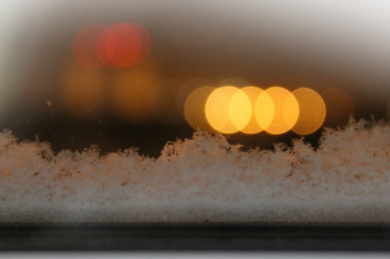frost on a window at night