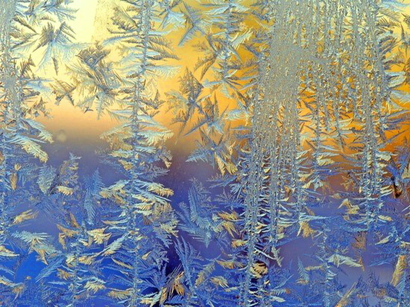 Frost Patterns on Glass — Blue, Calm