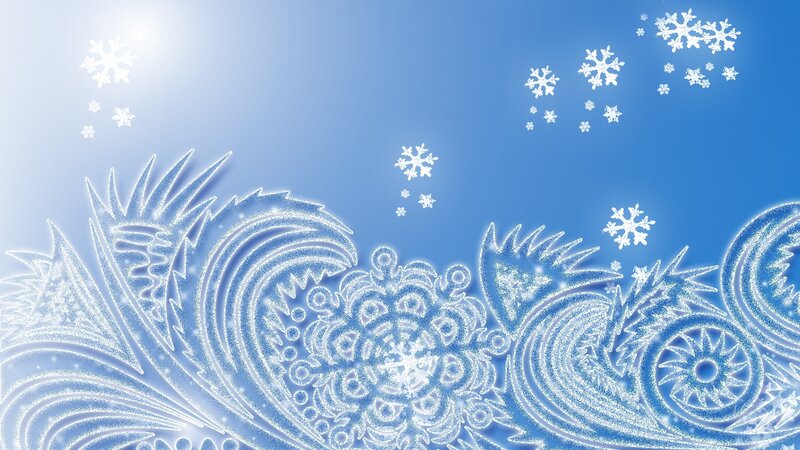 Frost Patterns on Glass — Blue, Calm, Winter, Digital Art