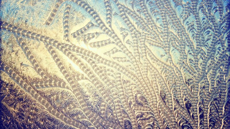 Frost Patterns on Glass — Blue, Calm, Winter, Photograph, Ice, Window