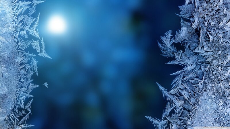Frost Patterns on Glass — Blue, Cold, Night, Photograph, Moon