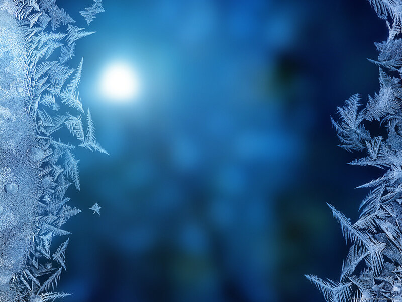 Frost Patterns on Glass — Blue, Cold, Night, Photograph