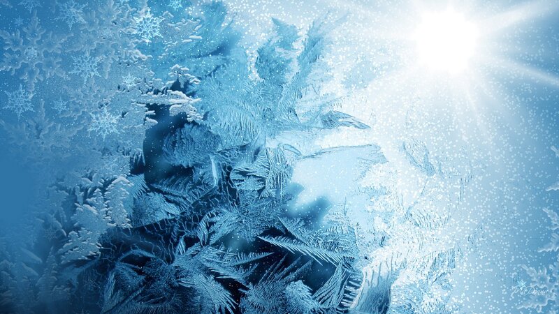 Frost Patterns on Glass — Blue, Cold, Winter, Digital Art
