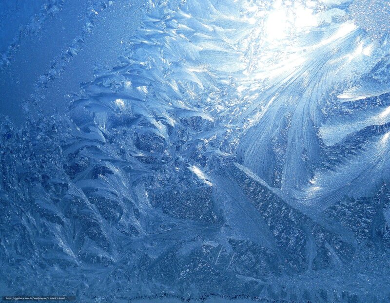 Frost Patterns on Glass — Blue, Cold, Winter, Photograph, Ice, Window, Light