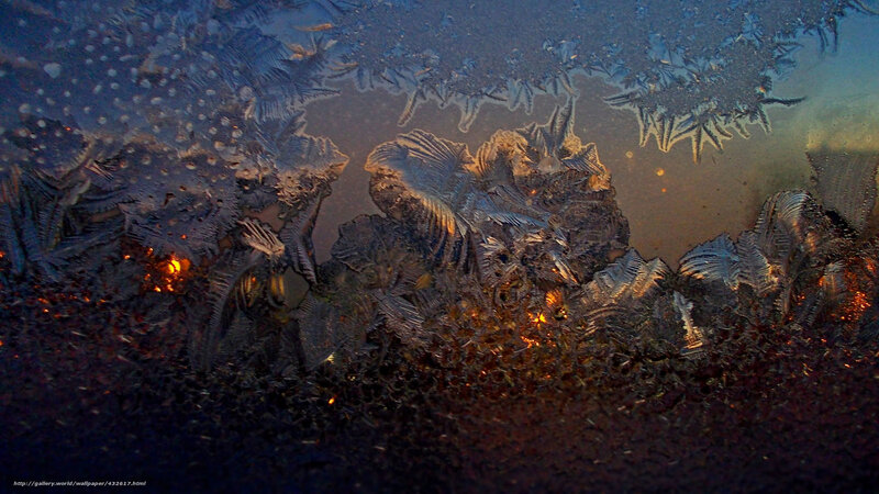 Frost Patterns on Glass — Blue, Dramatic, Night, Photograph, Ice Crystals