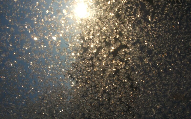 Frost Patterns on Glass — Blue, Dramatic, Winter, Photograph