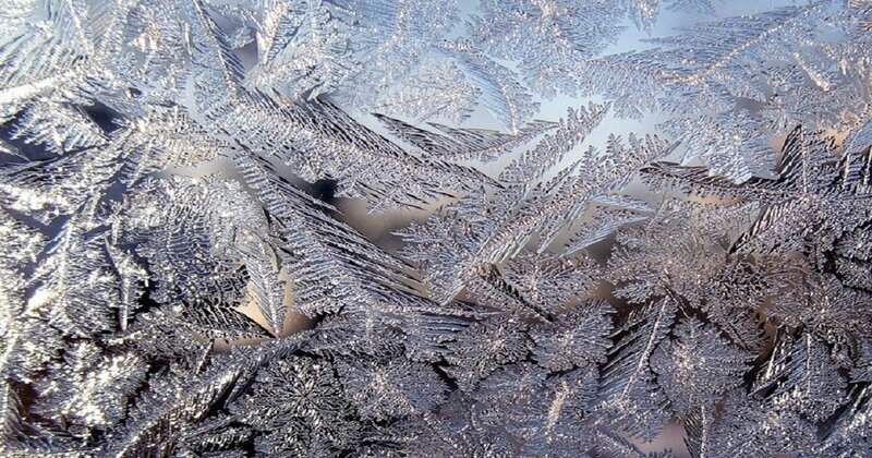 Frost Patterns on Glass — White, Cold, Winter, Photograph, Ice Crystals, Window, Silver