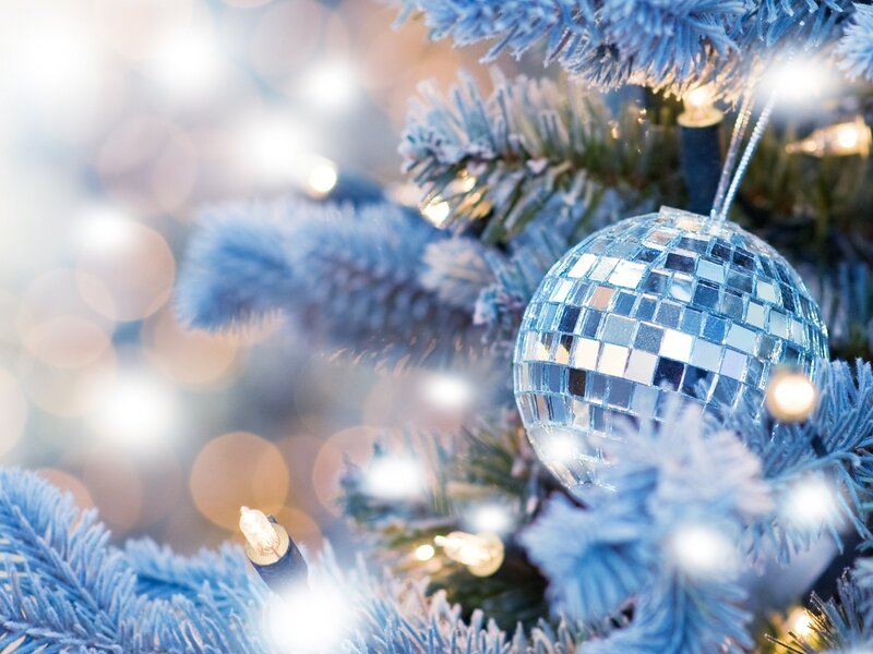 Frosted Christmas Tree — Blue, Festive, Winter, Photograph