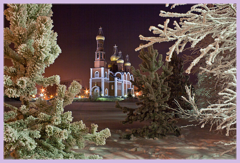 Frosted Church at Night