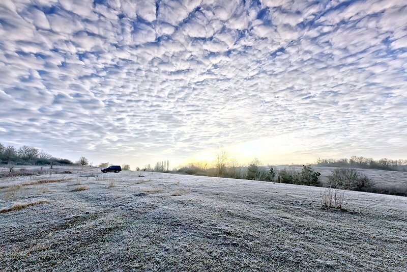 Frosted Field with Car
