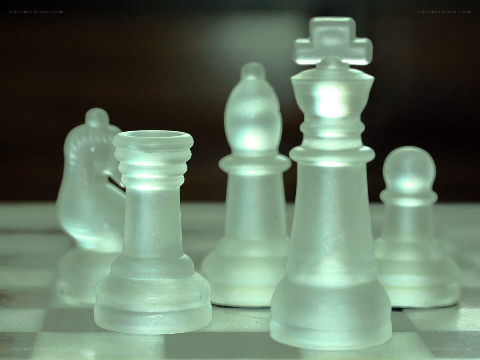 frosted glass chess pieces