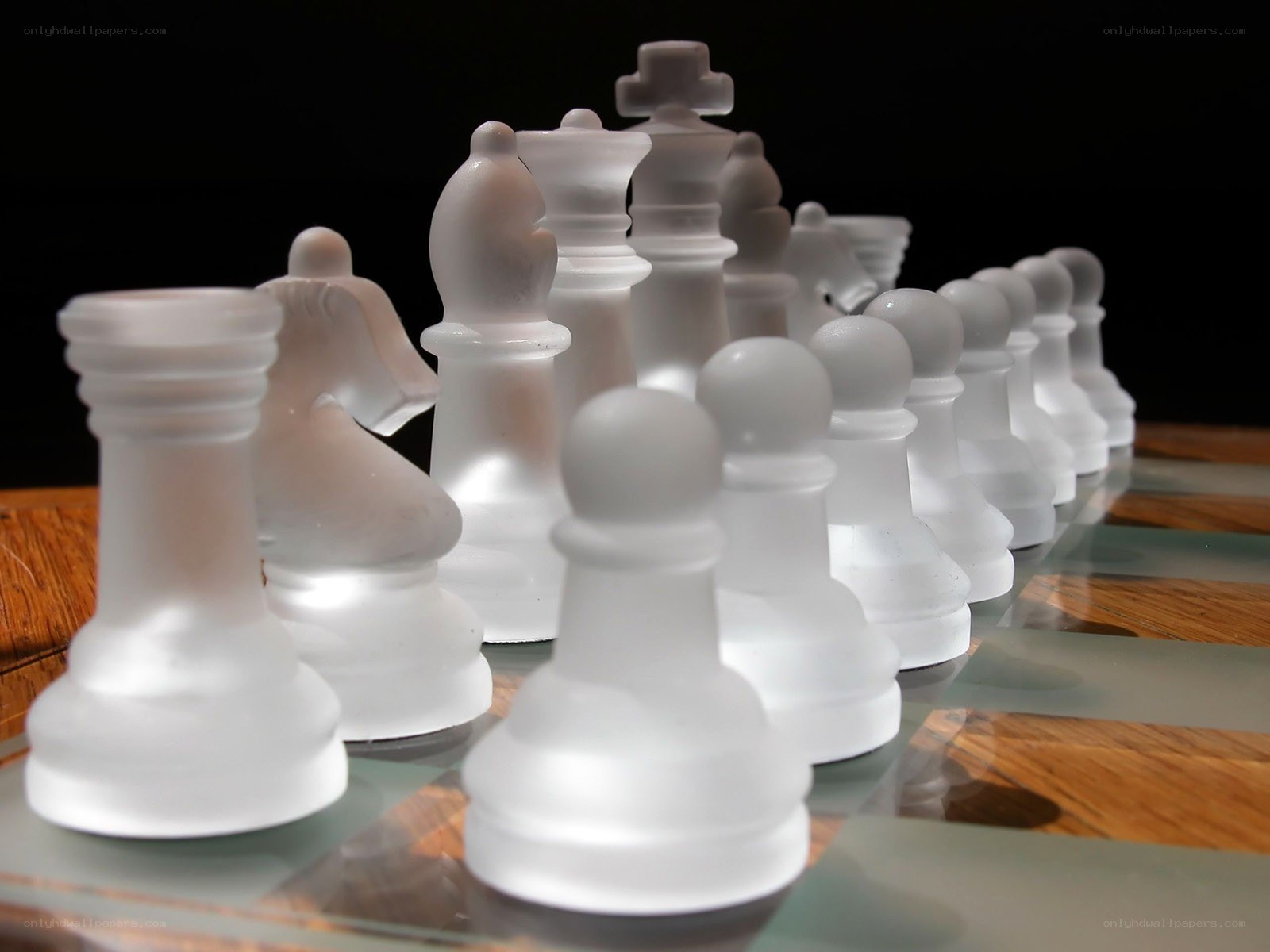 frosted glass chess pieces