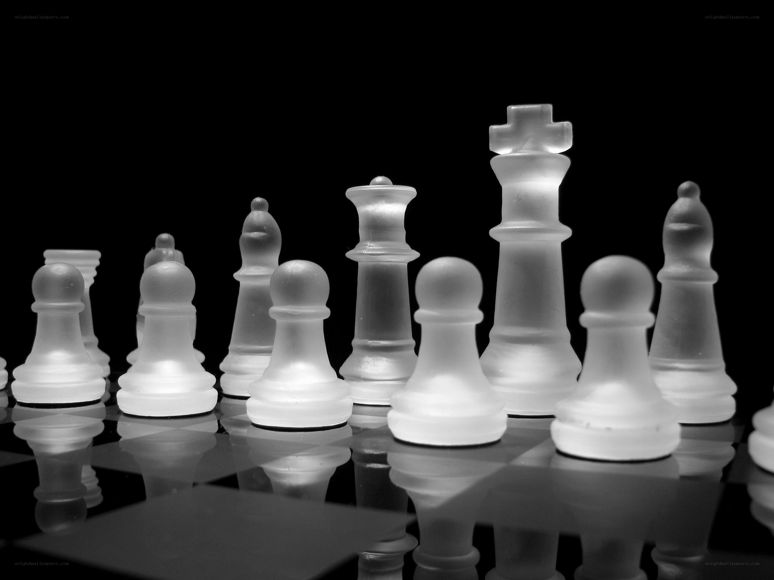 Frosted glass chess pieces