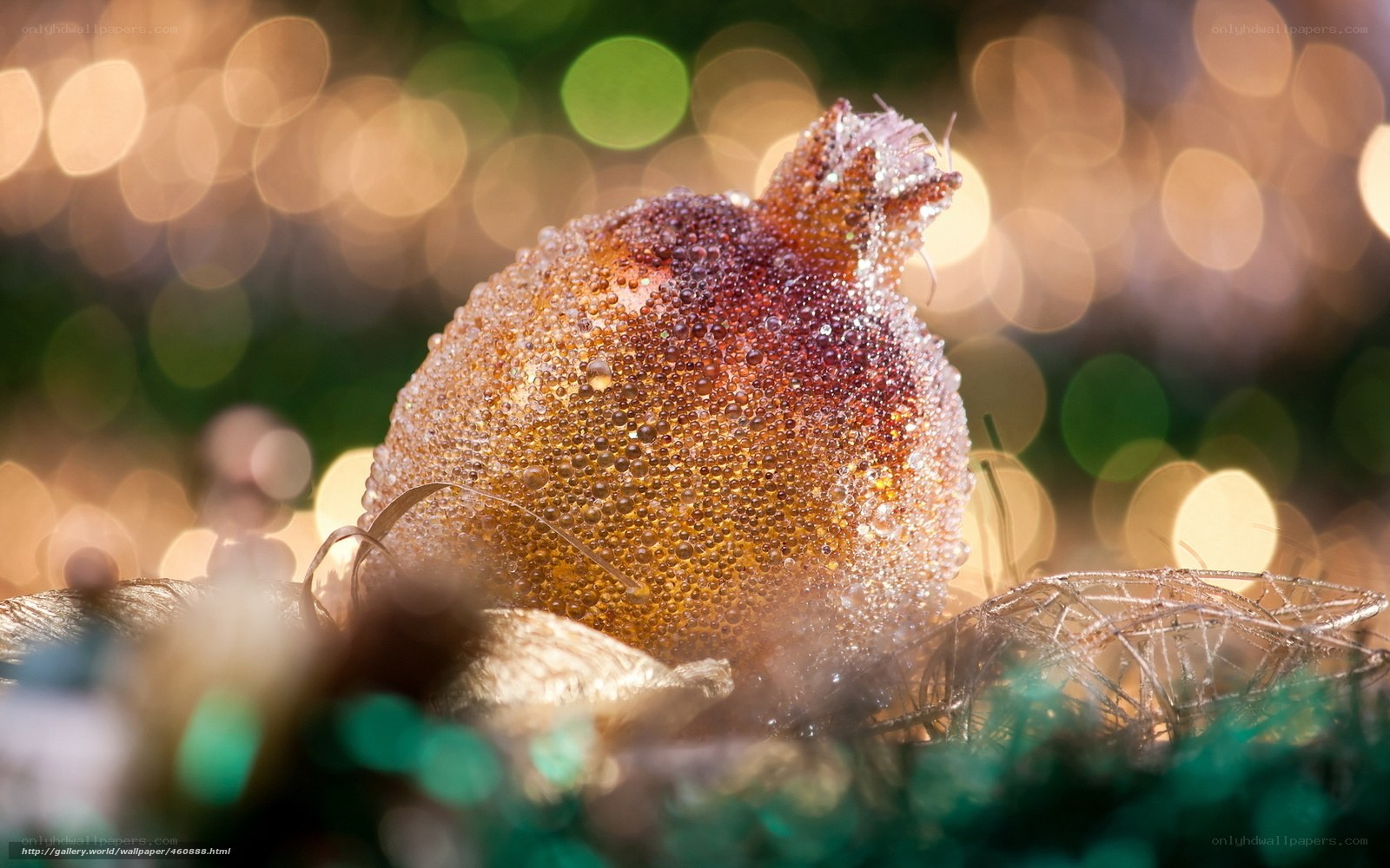 Frosted pomegranate ornament