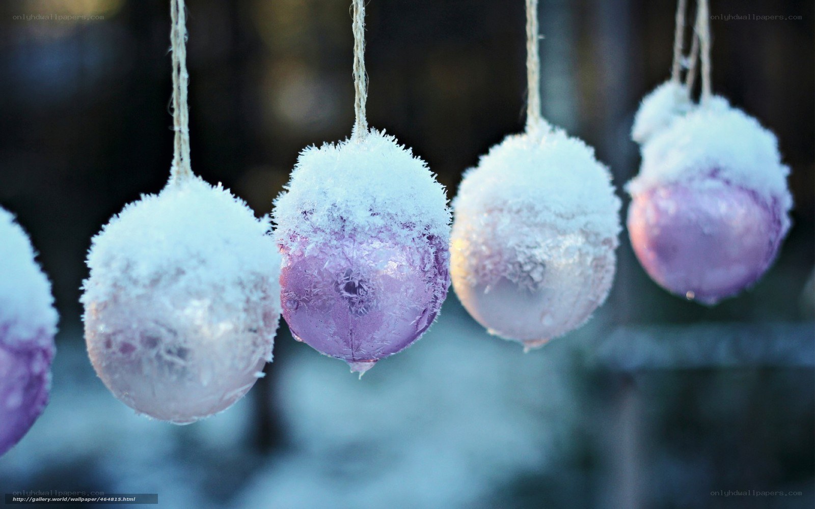 frosted purple ornaments