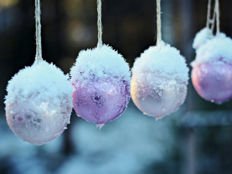 Frosted Purple Ornaments — Cold