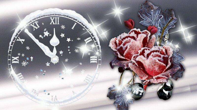 Frosted Roses and Clock