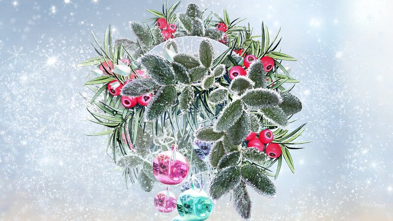 Frosted Wreath with Berries