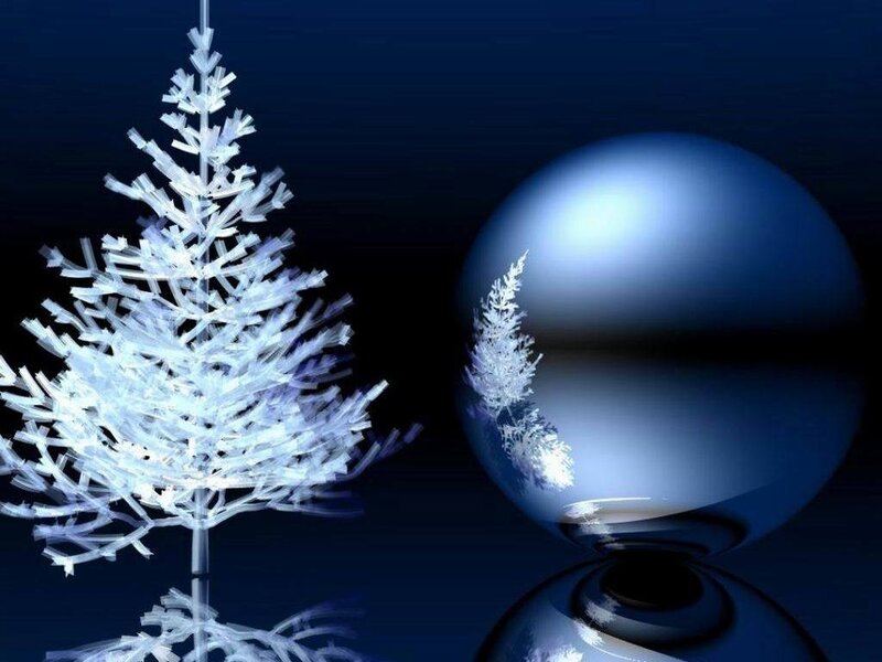 frosty christmas tree and sphere