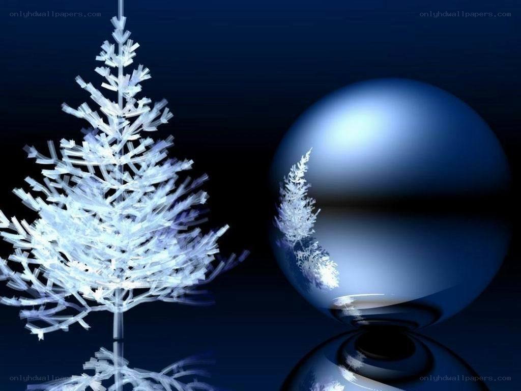 frosty christmas tree and sphere
