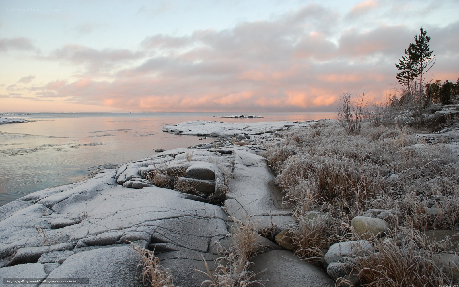 Frosty coastal sunset