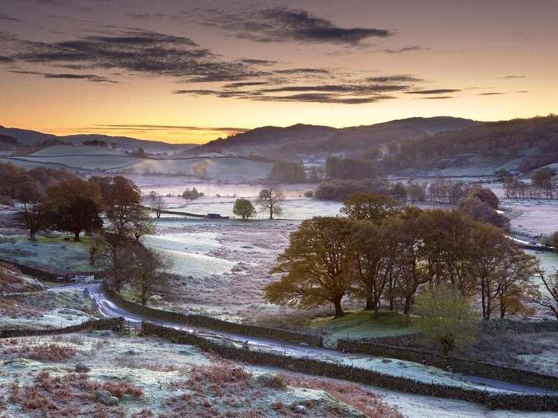 Frosty dawn in the countryside
